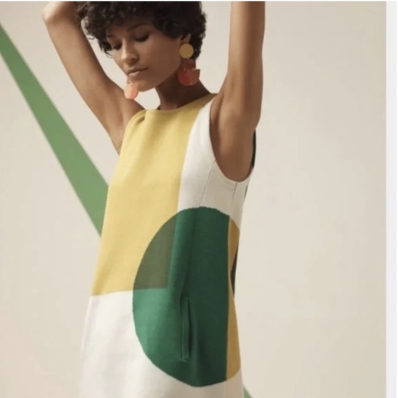 Anthropologie Moth Mini Dress Knit Sleeveless Tunic Green Retro 70s Colorful S/M - Picture 4 of 13